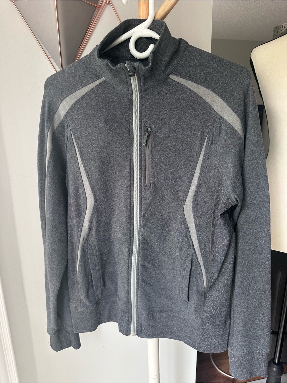 LULULEMON Men's Gray Performance Full Zip-Up Track Athletic Jacket Size Small